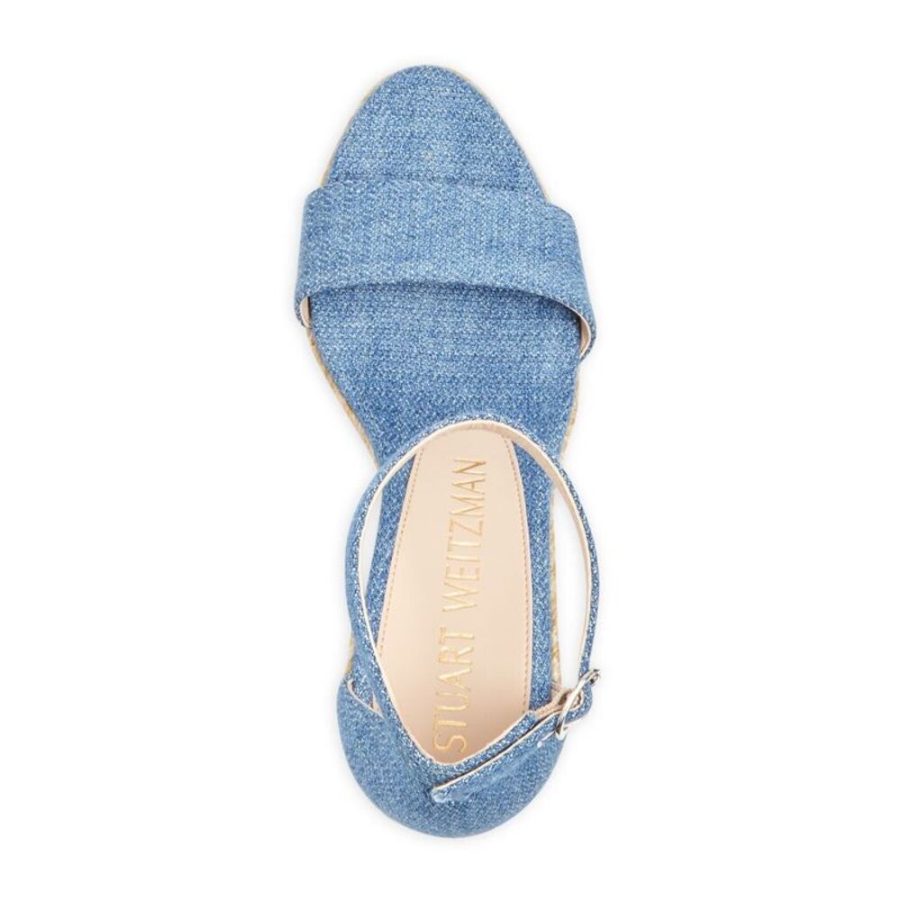 STUART WEITZMAN Womens Blue Denim 1" Platform Floria Almond Wedge Shoes 6 C - Picture 3 of 4
